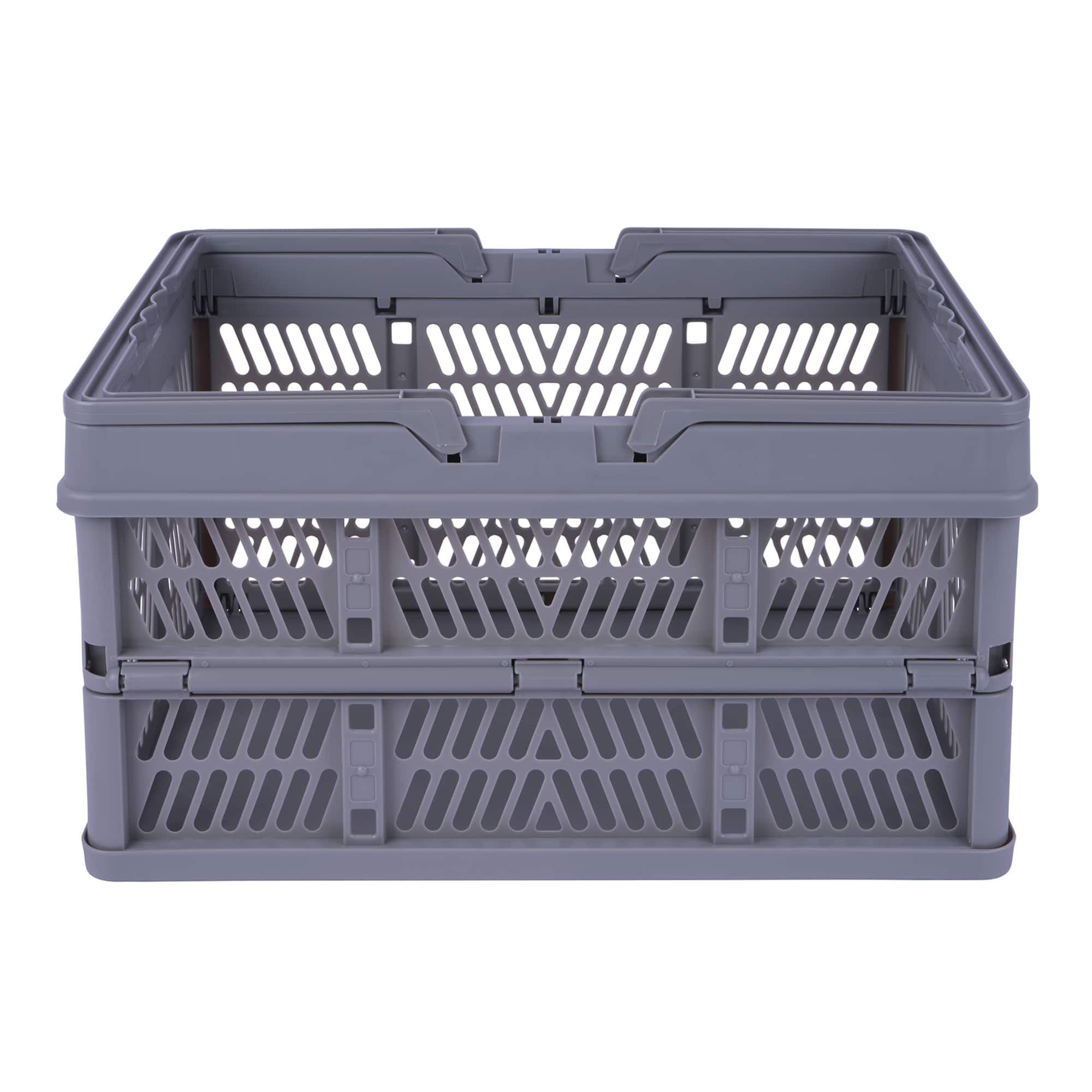 Gray Collapsible Plastic Storage Crate by Simply Tidy